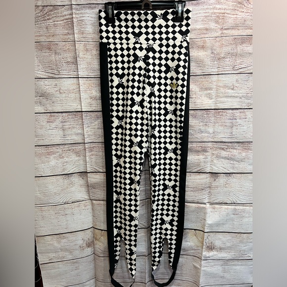 NWT Adidas AOP Tight Stirrup Leggings Black Cream Harlequin Pattern Size XS - Picture 1 of 11